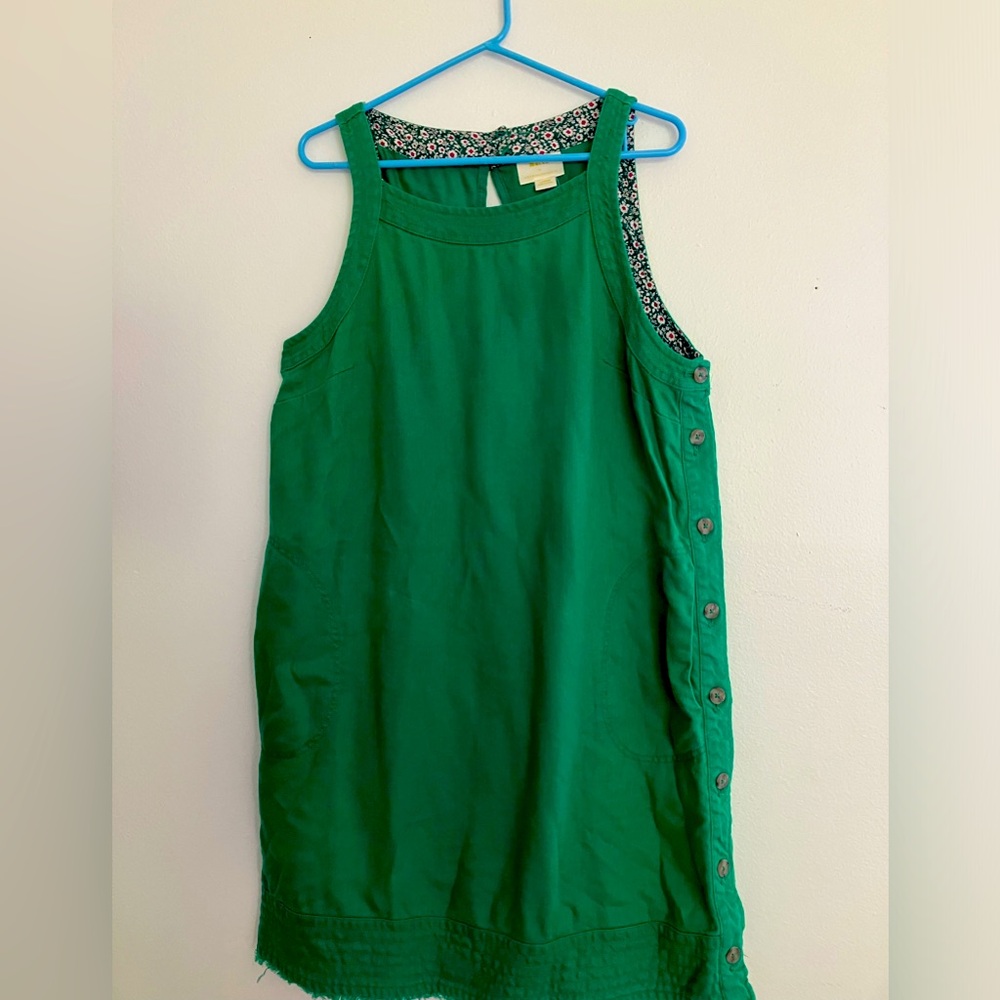 MAEVE DRESS Anthropologie, green denim jumper size L large soft & comfortable